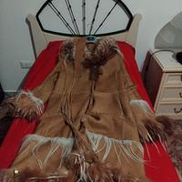 montone lungo rifiniture collo in Volpe e cintura