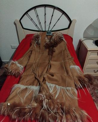 pelliccia in montone collo in Volpe e cintura