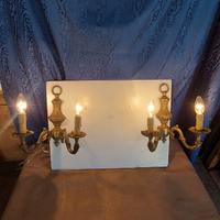 coppia applique anni 5 bronzo dorato due luci revi