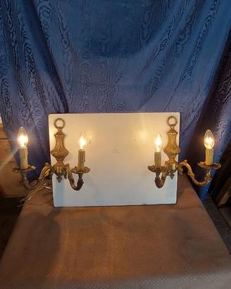 coppia applique anni 5 bronzo dorato due luci revi