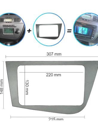 TELAIETTO GRIGIO PER AUTORADIO 2 DIN PER SEAT LEON