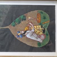 Quadri Orientali dipinti su foglie vere