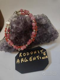 bracciale due fili con rodonite ,Chips corsllo