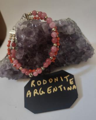 bracciale due fili con rodonite ,Chips corsllo