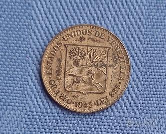 Moneta 1/4 Venezuela Bolivar 1945