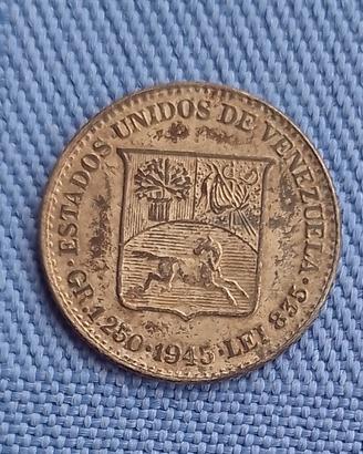 Moneta 1/4 Venezuela Bolivar 1945