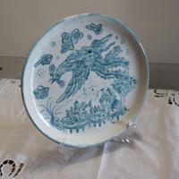 Piatto "Fenice" arredo/decoro, stile calligrafico