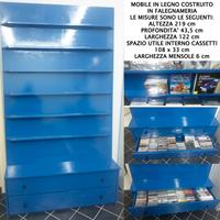 Espositore in legno con mensole e cassettiera x CD