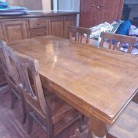 tavolo allungabile e sedie in legno massello 