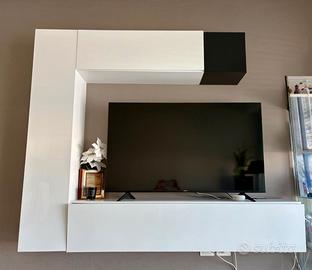 Parete attrezzata bianco lucido + cubo nero