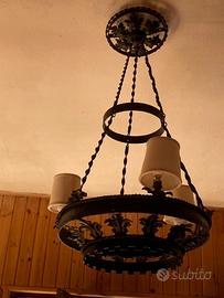 lampadario vintage ferro battuto
