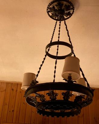 lampadario vintage ferro battuto