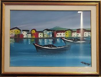 3 quadri a olio firmati Gallus