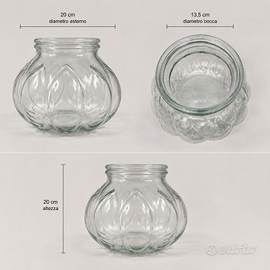 Grande vaso contenitore in vetro trasparente lavor