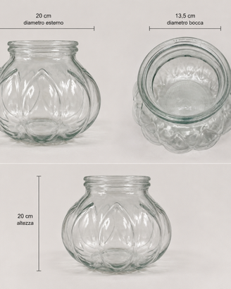 Grande vaso contenitore in vetro trasparente lavor