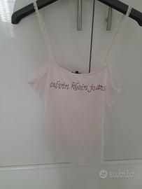 Canottiera Calvin Klein in cotone con strass