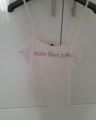 Canottiera Calvin Klein in cotone con strass