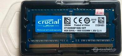 Crucial 8GB DDR3L - 1600 SODIMM 1.35 V. CL11