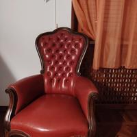 poltrona singola in pelle bordeaux 