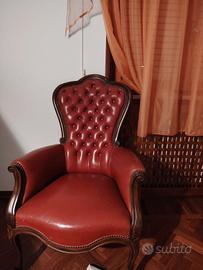 poltrona singola in pelle bordeaux 