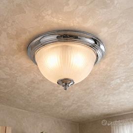 Lampada da soffitto in vetro e metallo cromato