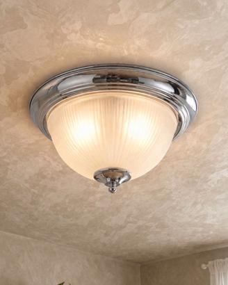 Lampada da soffitto in vetro e metallo cromato