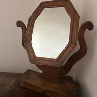 Specchiera da Tavolo Vintage in Legno con Cassetto