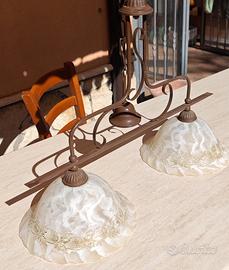  Lampadario a bilanciere in ferro battuto