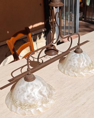  Lampadario a bilanciere in ferro battuto