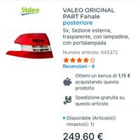 fanale posteriore sx Peugeout 308 dal 2016 in poi