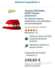 fanale posteriore sx Peugeout 308 dal 2016 in poi