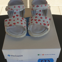 Melania, sandalo con velcro, bianco e cuori, 20