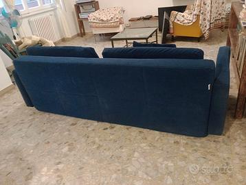 Divano letto in velluto blu marca Retex