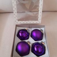 Sfere in vetro viola per albero di Natale anni '80