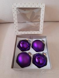 Sfere in vetro viola per albero di Natale anni '80
