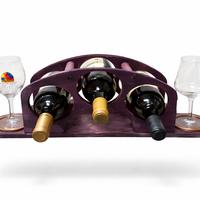 Portabottiglie vino in legno con porta calici
