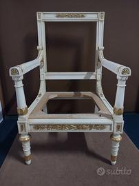 Poltrona Stile Versace Fusto Laccato e Grezze