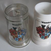 BIRRA WUNSTER boccali in vetro trasparente e bianc