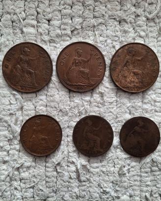 1 PENNY 1918-21-29-36-67 + half 1887-1895-1936 UK
