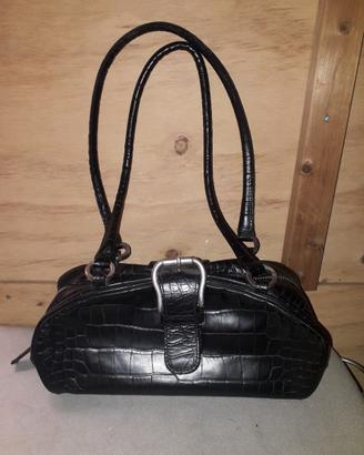 BORSA A SPALLA NERA DI PELLE "MINELLI" DA DONNA