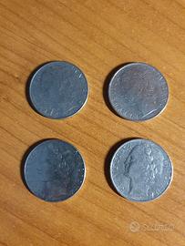 N.4 monete 100 lire italiane.