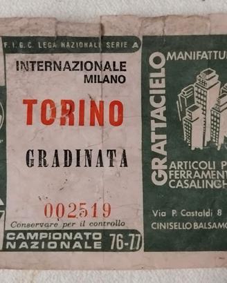 VECCHIO BIGLIETTO INTER -TORINO CAMPIONATO 1976/77