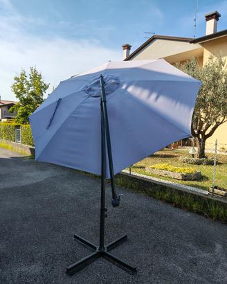 Ombrellone da giardino grigio con base - Usato