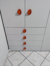 Armadio 4 ante con cassettiera e pensile