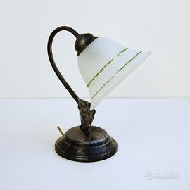 Lampada da tavolo abat-jour ferro battuto