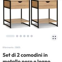 set 2 comodini stile industrial 