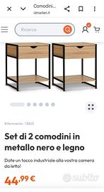 set 2 comodini stile industrial 