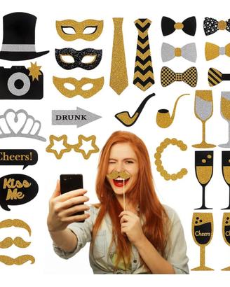 NUOVO Photo Booth, 30 Pezzi Foto Booth Props Acces