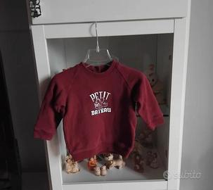felpa neonato Petit Bateau 12 mesi bordeaux 