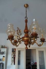 Lampadario vintage da fattoria a 5 braccia